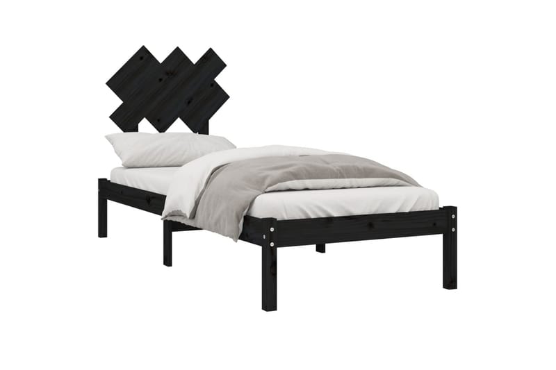 beBasic sengeramme 75x190 cm Small Single massivt træ sort - Sort - Møbler - Senge - Sengeramme & sengestel