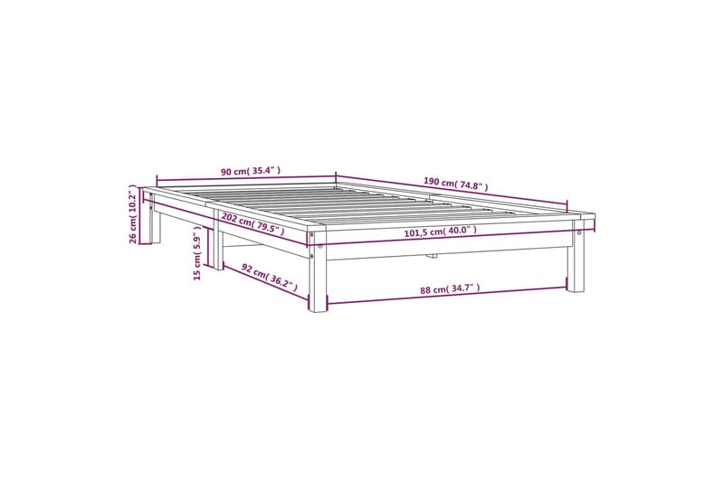 beBasic sengeramme 90x190 cm Single massivt fyrretræ grå - GrÃ¥ - Sengeramme & sengestel