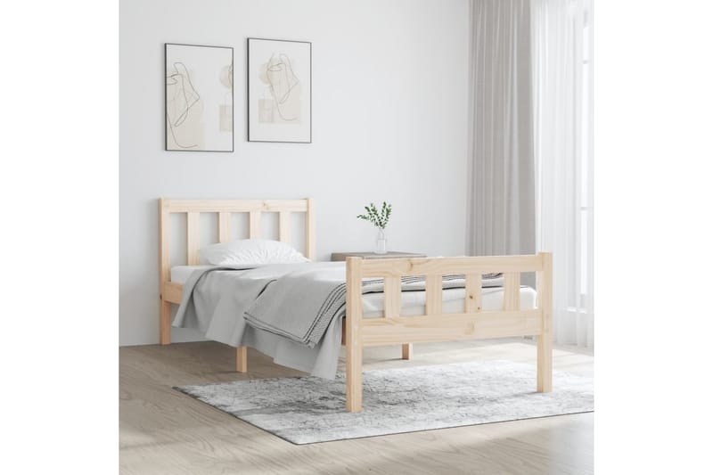 beBasic sengeramme 90x190 cm Single massivt træ - Brun - Møbler - Senge - Sengeramme & sengestel