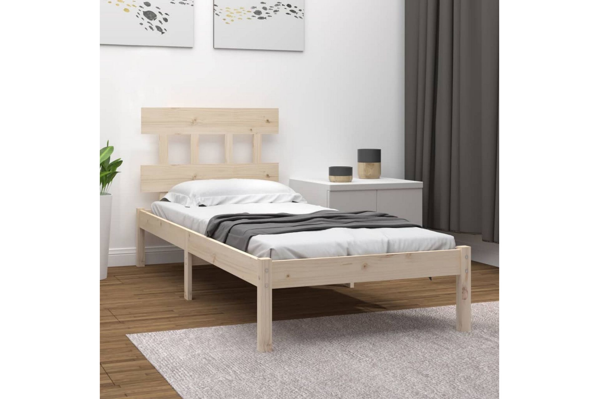 beBasic sengeramme 90x190 Single massivt træ - Brun - Møbler - Senge - Sengeramme & sengestel
