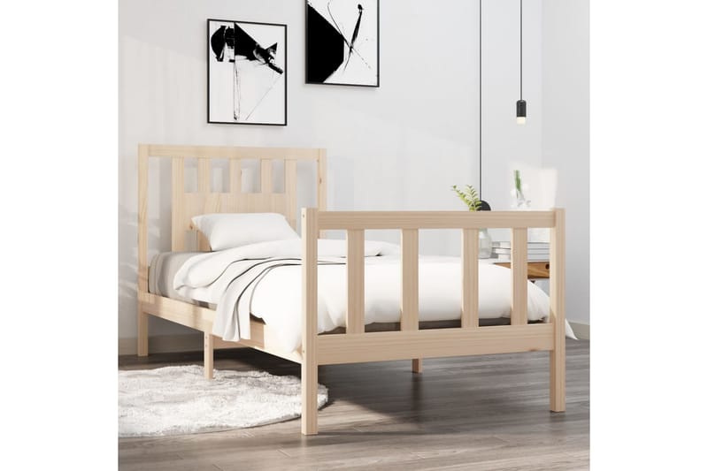 beBasic sengeramme 90x190 Single massivt træ - Brun - Møbler - Senge - Sengeramme & sengestel