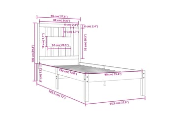 beBasic sengeramme 90x190 Single massivt træ - Brun - Møbler - Senge - Sengeramme & sengestel