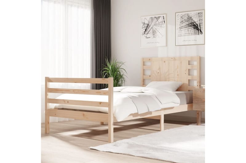 beBasic sengeramme 90x200 cm massivt fyrretræ - Brun - Møbler - Senge - Sengeramme & sengestel