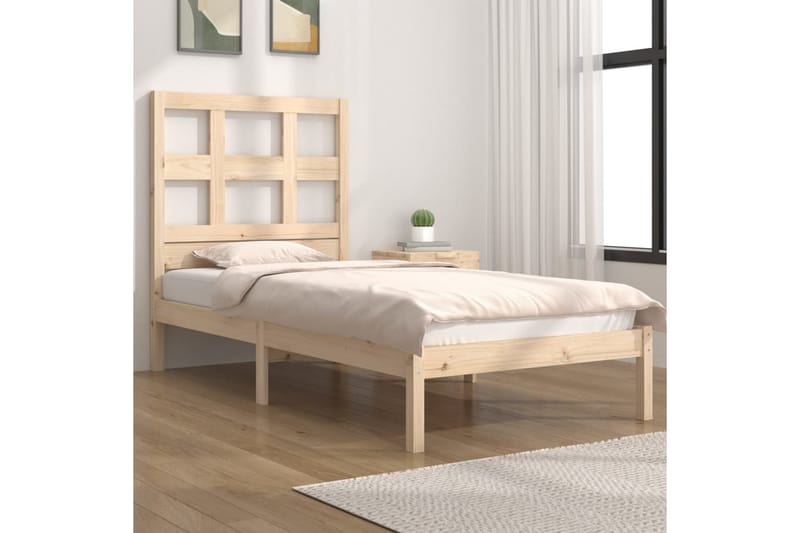 beBasic sengeramme 90x200 cm massivt fyrretræ - Brun - Møbler - Senge - Sengeramme & sengestel