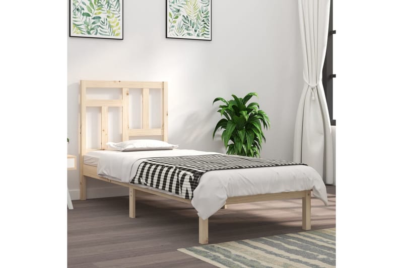 beBasic sengeramme 90x200 cm massivt fyrretræ - Brun - Møbler - Senge - Sengeramme & sengestel