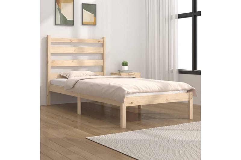 beBasic sengeramme 90x200 cm massivt fyrretræ - Brun - Møbler - Senge - Sengeramme & sengestel