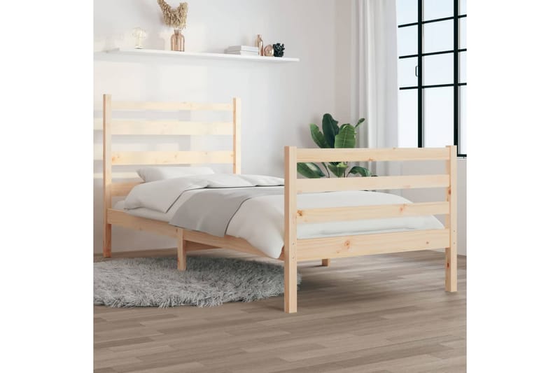 beBasic sengeramme 90x200 cm massivt fyrretræ - Brun - Møbler - Senge - Sengeramme & sengestel