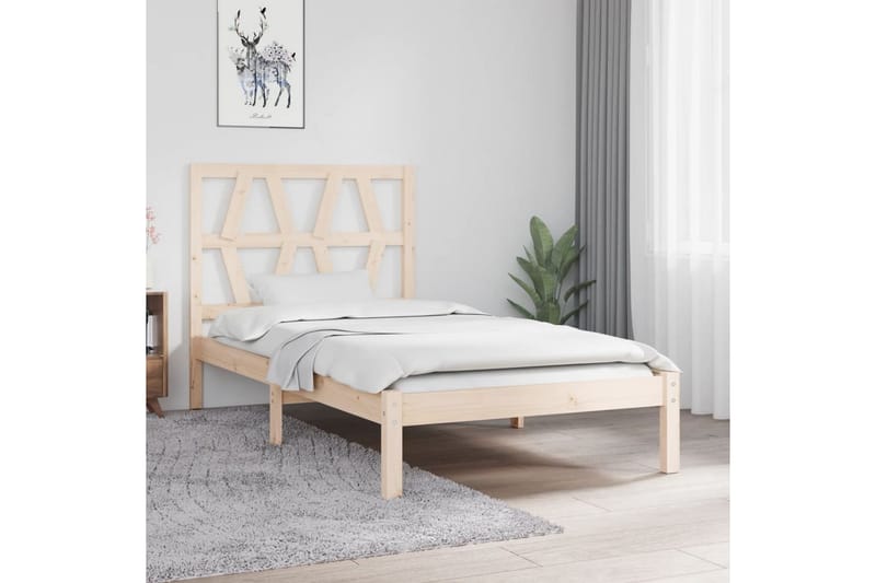 beBasic sengeramme 90x200 cm massivt fyrretræ - Brun - Sengeramme & sengestel