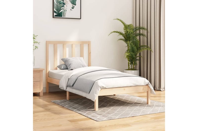 beBasic sengeramme 90x200 cm massivt fyrretræ - Brun - Møbler - Senge - Sengeramme & sengestel
