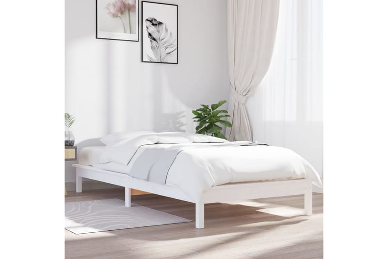 beBasic sengeramme 90x200 cm massivt fyrretræ hvid - Hvid - Møbler - Senge - Sengeramme & sengestel