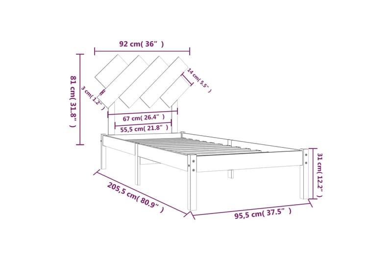 beBasic sengeramme 90x200 cm massivt træ hvid - Hvid - Møbler - Senge - Sengeramme & sengestel