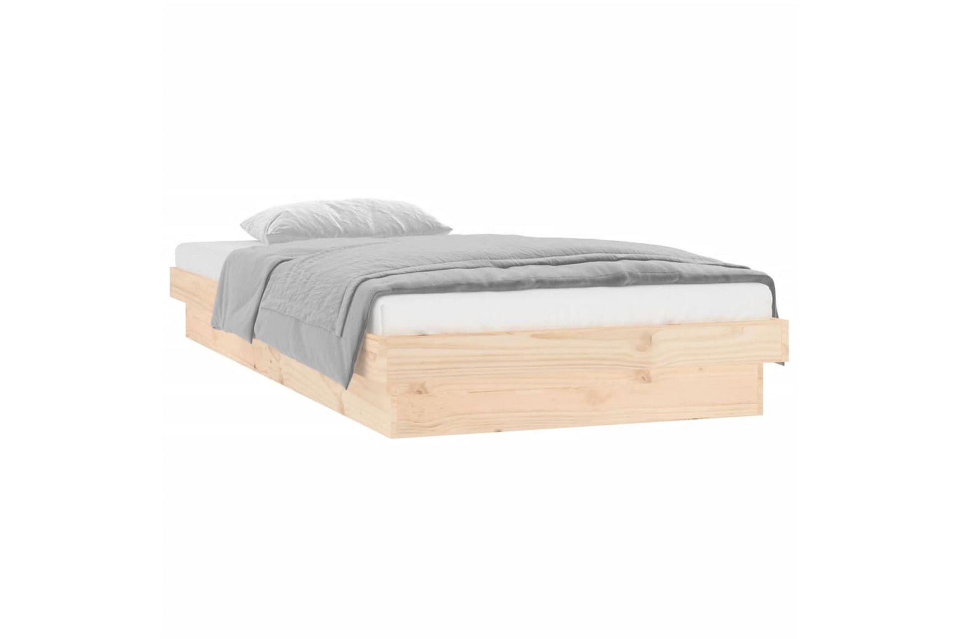 beBasic sengeramme med LED-lys 100x200 cm massivt træ - Brun - Møbler - Senge - Sengeramme & sengestel