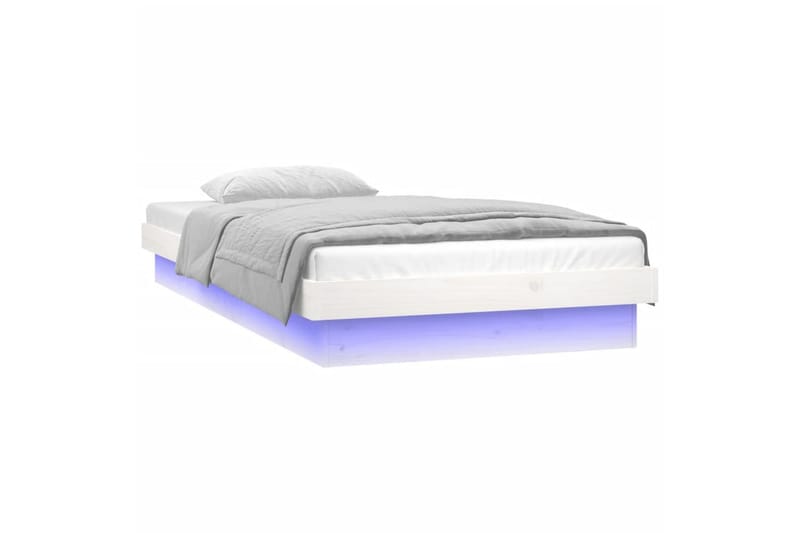 beBasic sengeramme med LED-lys 100x200 cm massivt træ hvid - Hvid - Sengeramme & sengestel