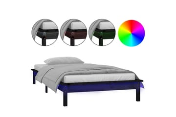 beBasic sengeramme med LED-lys 100x200 cm massivt træ sort - Sort - Møbler - Senge - Sengeramme & sengestel