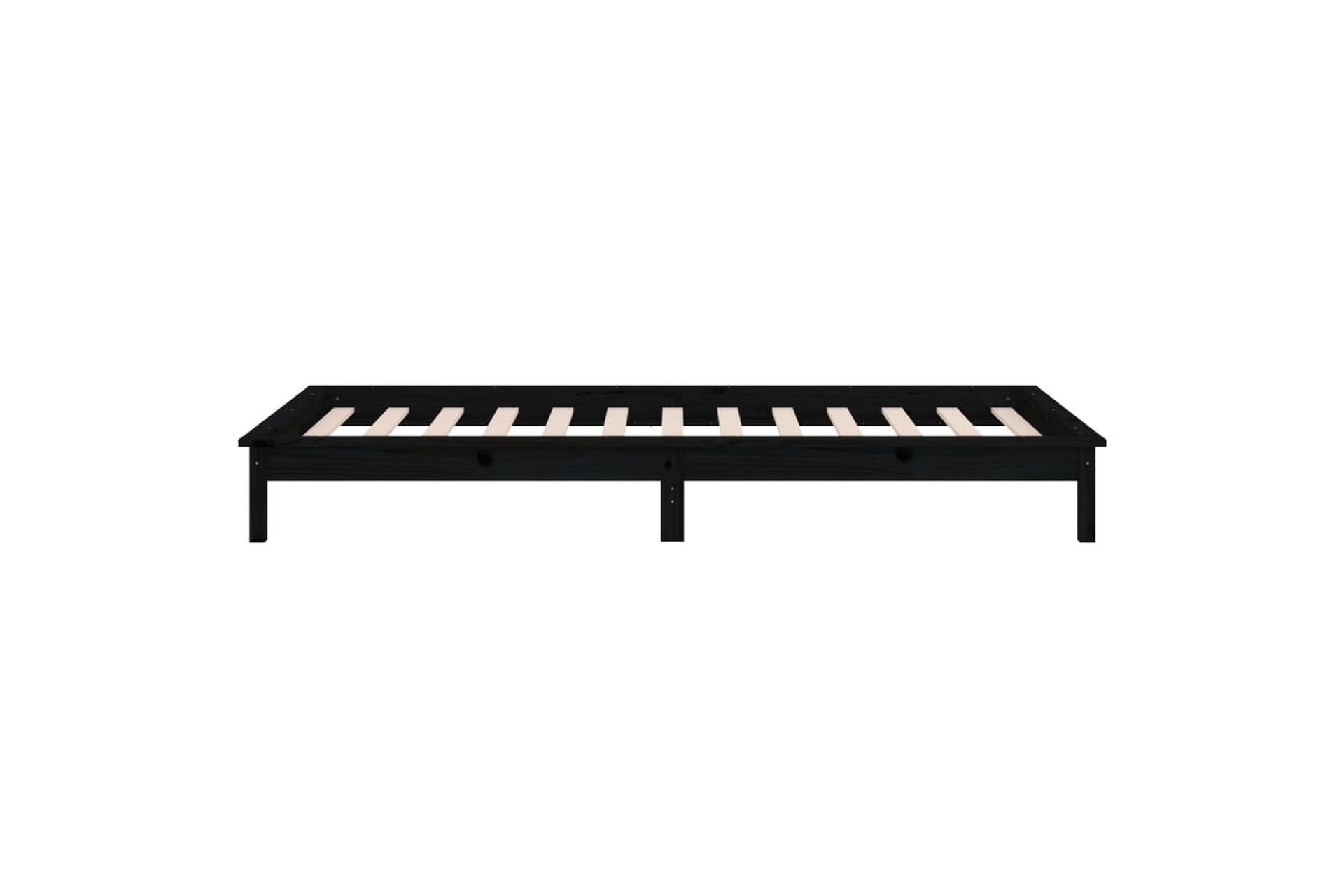 beBasic sengeramme med LED-lys 100x200 cm massivt træ sort - Sort - Møbler - Senge - Sengeramme & sengestel