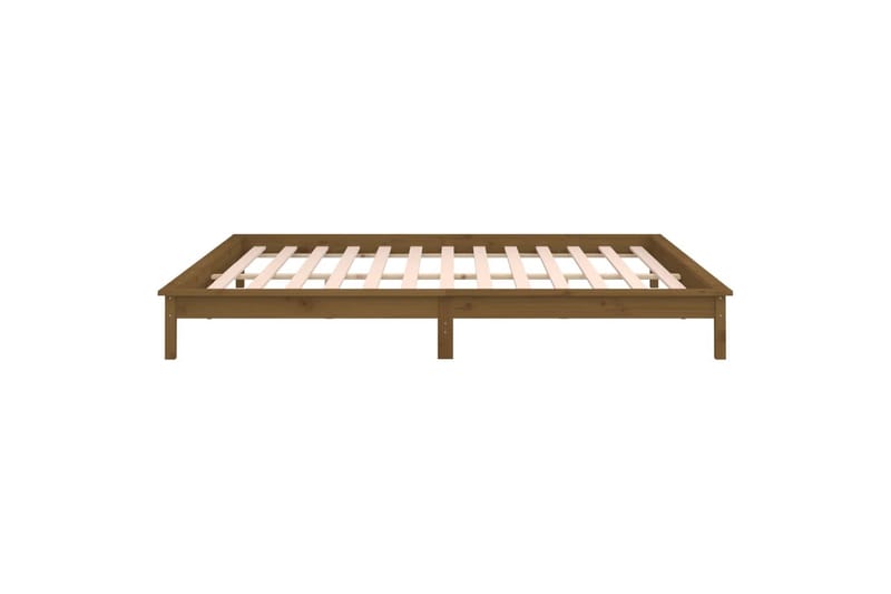 beBasic sengeramme med LED-lys 120x190 cm massivt træ gyldenbrun - Brun - Sengeramme & sengestel