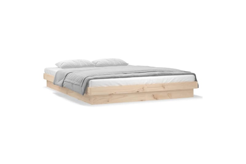 beBasic sengeramme med LED-lys 120x190 cm Small Double massivt træ - Brun - Møbler - Senge - Sengeramme & sengestel