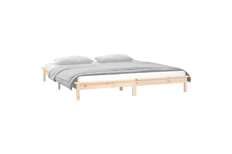 beBasic sengeramme med LED-lys 120x190 cm Small Double massivt træ - Brun - Møbler - Senge - Sengeramme & sengestel