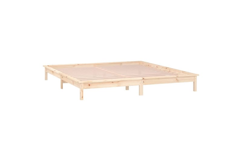 beBasic sengeramme med LED-lys 120x190 cm Small Double massivt træ - Brun - Møbler - Senge - Sengeramme & sengestel