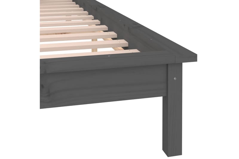 beBasic sengeramme med LED-lys 120x190 cm Small Double massivt træ grå - GrÃ¥ - Møbler - Senge - Sengeramme & sengestel