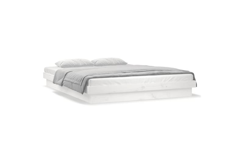 beBasic sengeramme med LED-lys 120x190 cm Small Double massivt træ hvid - Hvid - Møbler - Senge - Sengeramme & sengestel