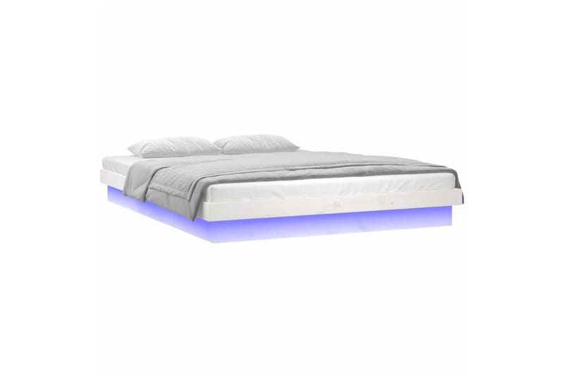 beBasic sengeramme med LED-lys 120x190 cm Small Double massivt træ hvid - Hvid - Møbler - Senge - Sengeramme & sengestel