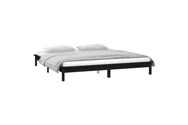 beBasic sengeramme med LED-lys 120x190 cm Small Double massivt træ sort - Sort - Møbler - Senge - Sengeramme & sengestel