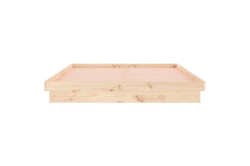 beBasic sengeramme med LED-lys 135x190 cm dobbelt massivt træ - Brun - Møbler - Senge - Sengeramme & sengestel