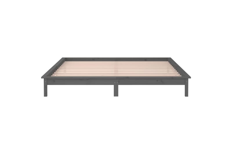 beBasic sengeramme med LED-lys 135x190 cm dobbelt massivt træ grå - GrÃ¥ - Møbler - Senge - Sengeramme & sengestel