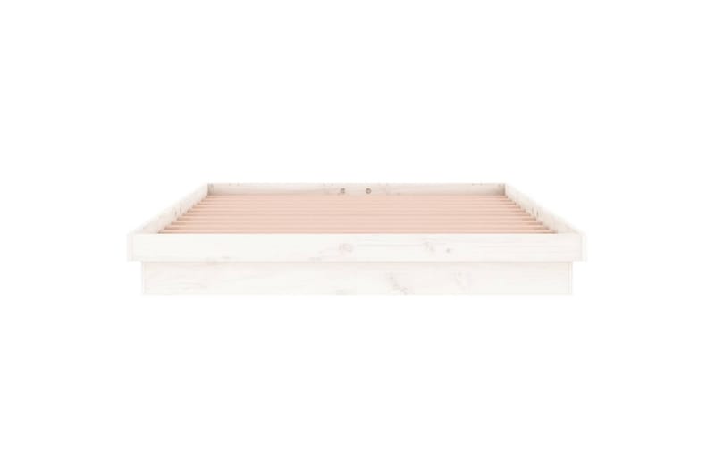 beBasic sengeramme med LED-lys 135x190 cm dobbelt massivt træ hvid - Hvid - Sengeramme & sengestel