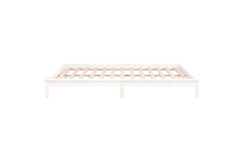 beBasic sengeramme med LED-lys 135x190 cm dobbelt massivt træ hvid - Hvid - Møbler - Senge - Sengeramme & sengestel