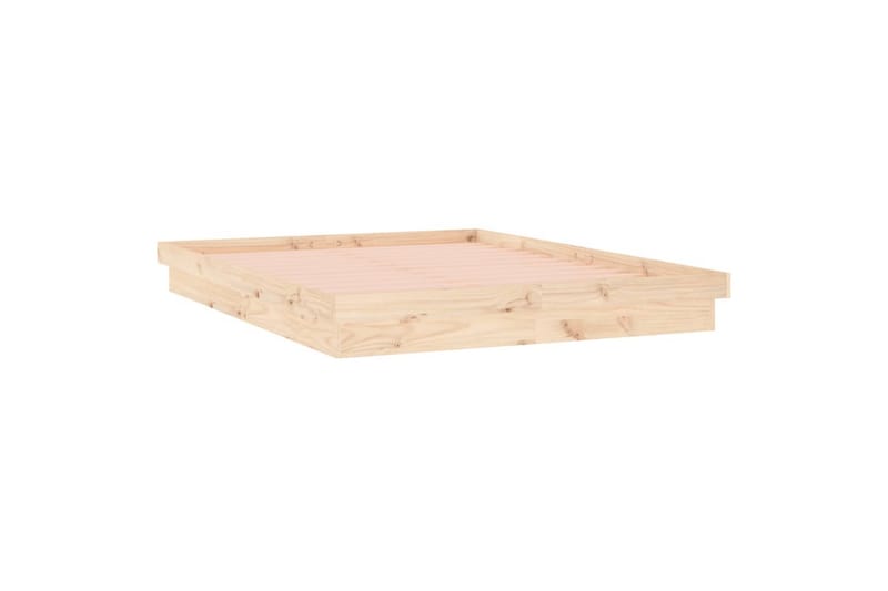 beBasic sengeramme med LED-lys 140x190 cm massivt træ - Brun - Møbler - Senge - Sengeramme & sengestel