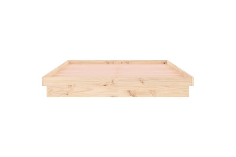 beBasic sengeramme med LED-lys 140x190 cm massivt træ - Brun - Møbler - Senge - Sengeramme & sengestel