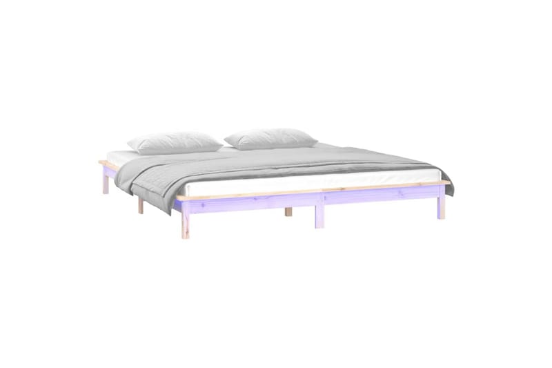 beBasic sengeramme med LED-lys 140x190 cm massivt træ - Brun - Sengeramme & sengestel