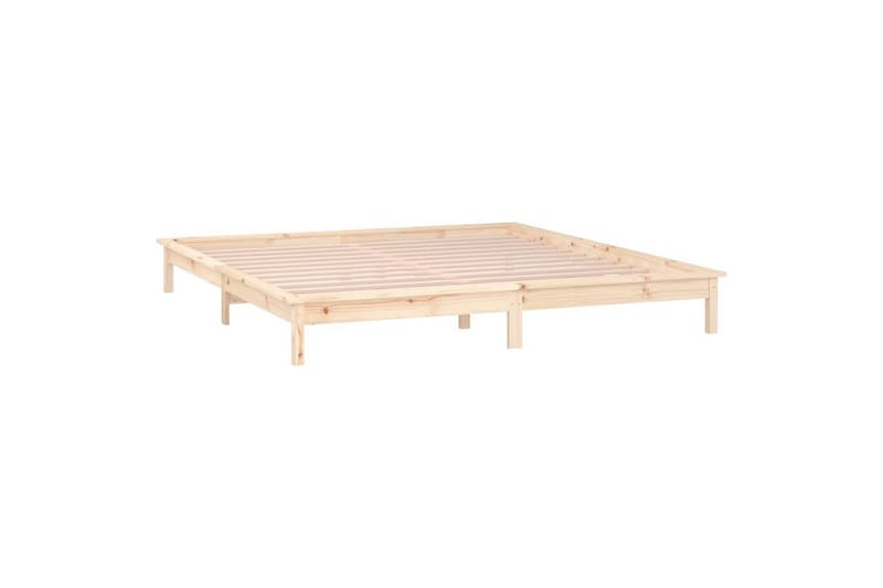 beBasic sengeramme med LED-lys 140x190 cm massivt træ - Brun - Møbler - Senge - Sengeramme & sengestel