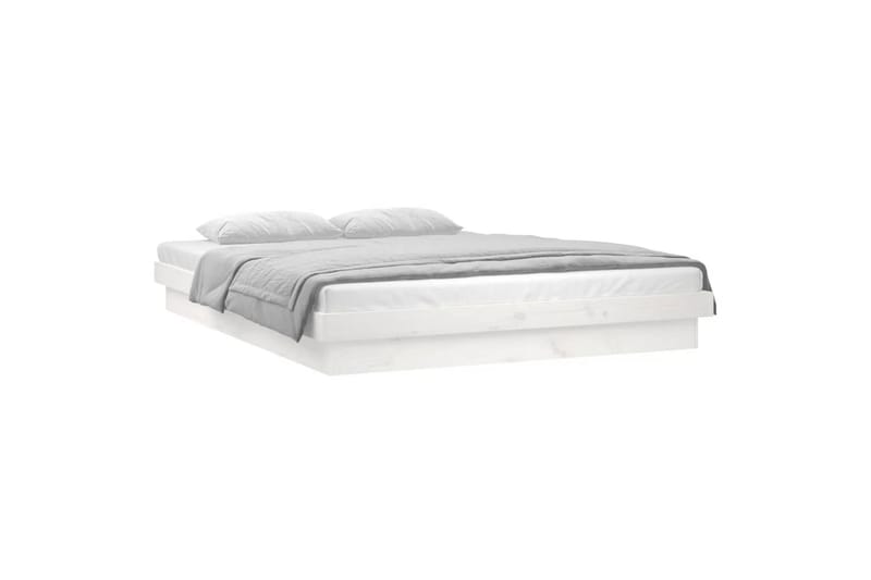 beBasic sengeramme med LED-lys 140x190 cm massivt træ hvid - Hvid - Møbler - Senge - Sengeramme & sengestel