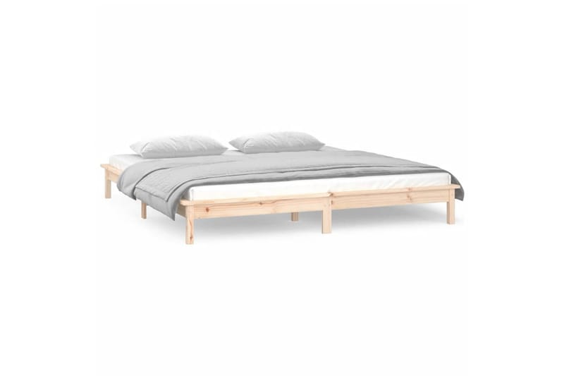 beBasic sengeramme med LED-lys 150x200 cm King Size massivt træ - Brun - Møbler - Senge - Sengeramme & sengestel