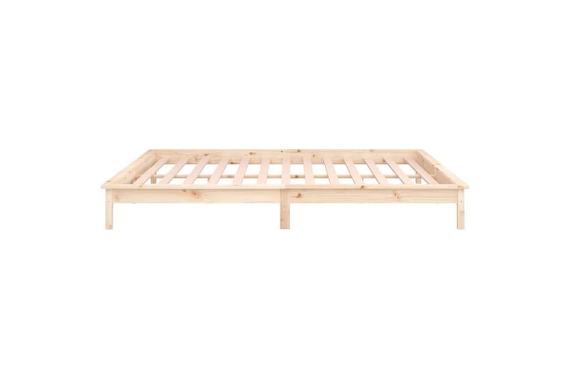 beBasic sengeramme med LED-lys 150x200 cm King Size massivt træ - Brun - Møbler - Senge - Sengeramme & sengestel