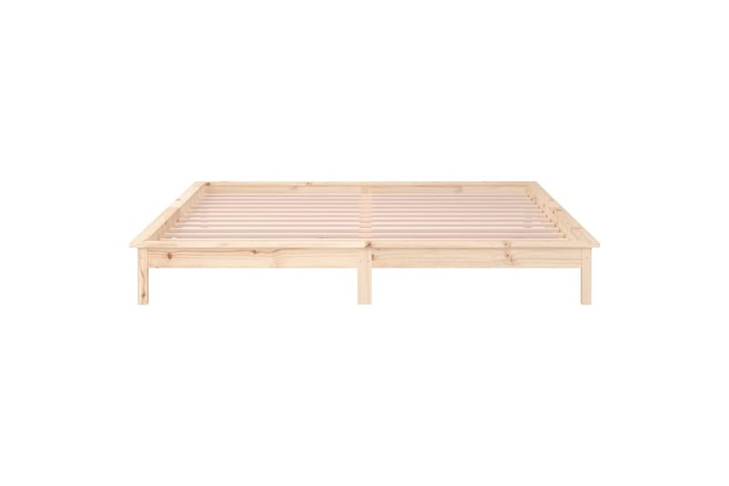 beBasic sengeramme med LED-lys 150x200 cm King Size massivt træ - Brun - Møbler - Senge - Sengeramme & sengestel
