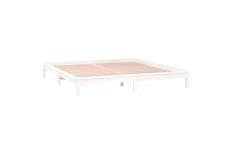 beBasic sengeramme med LED-lys 160x200 cm massivt træ hvid - Hvid - Sengeramme & sengestel