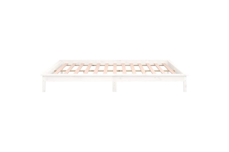 beBasic sengeramme med LED-lys 160x200 cm massivt træ hvid - Hvid - Møbler - Senge - Sengeramme & sengestel