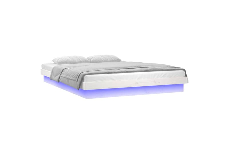 beBasic sengeramme med LED-lys 180x200 cm Super King massivt træ hvid - Hvid - Møbler - Senge - Sengeramme & sengestel