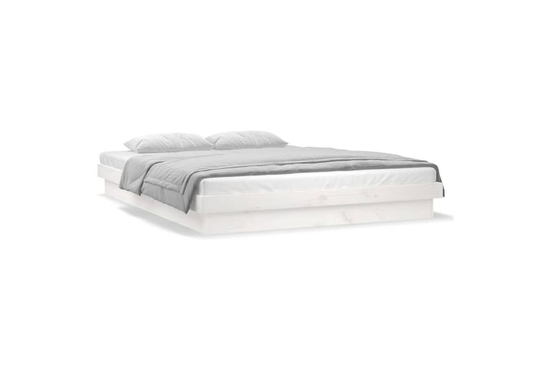 beBasic sengeramme med LED-lys 180x200 cm Super King massivt træ hvid - Hvid - Møbler - Senge - Sengeramme & sengestel