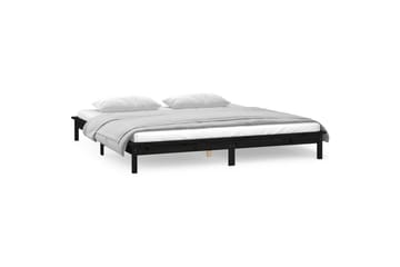 beBasic sengeramme med LED-lys 200x200 cm massivt træ sort - Sort - Møbler - Senge - Sengeramme & sengestel