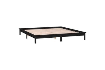 beBasic sengeramme med LED-lys 200x200 cm massivt træ sort - Sort - Møbler - Senge - Sengeramme & sengestel