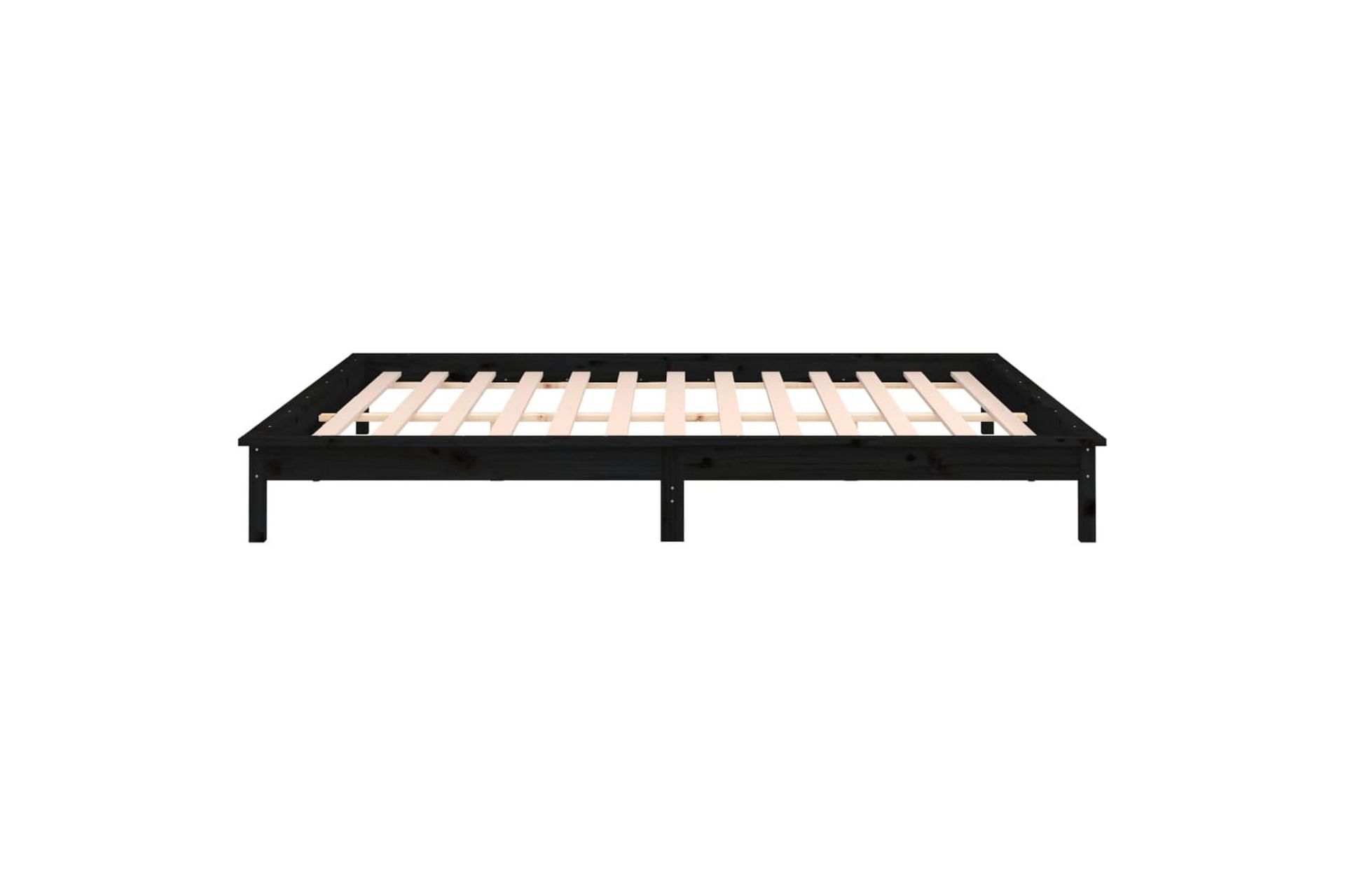 beBasic sengeramme med LED-lys 200x200 cm massivt træ sort - Sort - Møbler - Senge - Sengeramme & sengestel