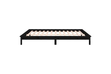 beBasic sengeramme med LED-lys 200x200 cm massivt træ sort - Sort - Møbler - Senge - Sengeramme & sengestel