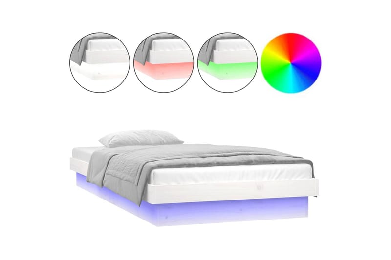 beBasic sengeramme med LED-lys 75x190 cm Small Single massivt træ hvid - Hvid - Møbler - Senge - Sengeramme & sengestel