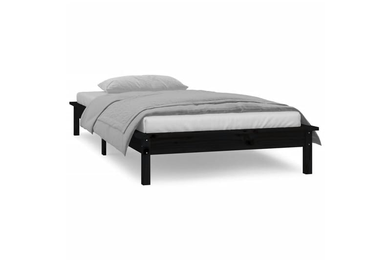 beBasic sengeramme med LED-lys 75x190 cm Small Single massivt træ sort - Sort - Møbler - Senge - Sengeramme & sengestel