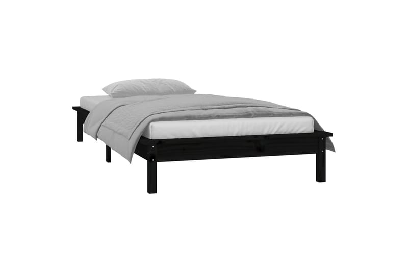 beBasic sengeramme med LED-lys 75x190 cm Small Single massivt træ sort - Sort - Møbler - Senge - Sengeramme & sengestel